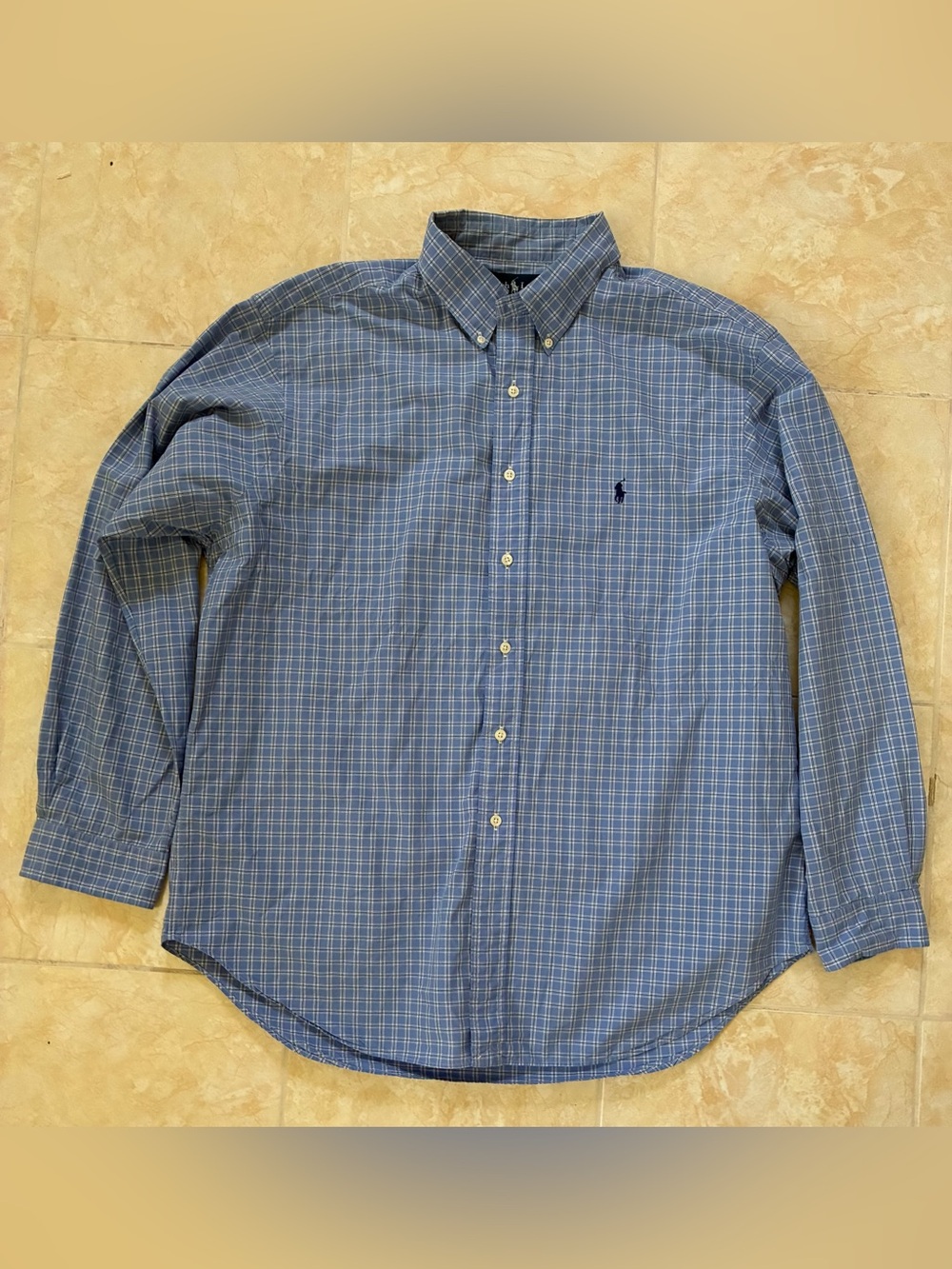 Ralph Lauren Blue Plaid Cotton Button-Down Shirt